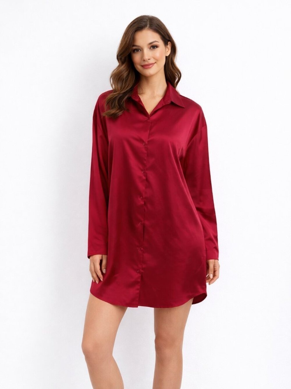 Victoria’s Secret Red Satin Night Shirt – Size Medium, EUC